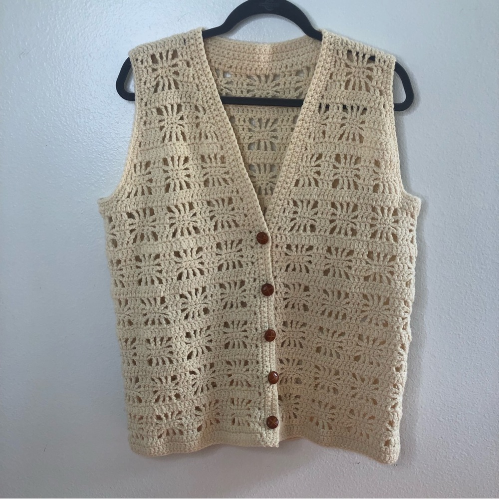 Handmade Crochet Button Up Vest Top